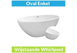 Wiesbaden Vrijstaande Whirlpool Oval 170x78x60 cm Luchtsysteem Mat Wit