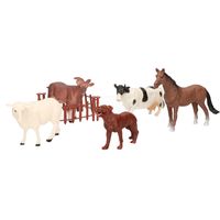 5x kunststof speelgoed boerderij dieren speelfiguren   -