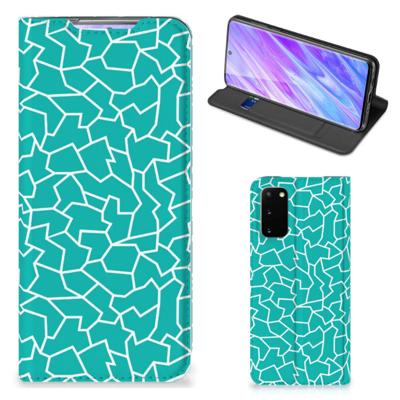 Samsung Galaxy S20 | Bookcase | Cracks Blue