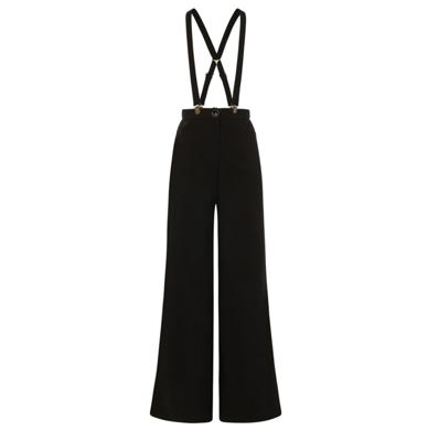 Collectif Glinda Jean Plain Suspenders Trousers Black-XXXXL
