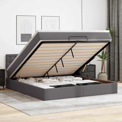 Ottoman bed met matras 180x200cm kunstleer grijs