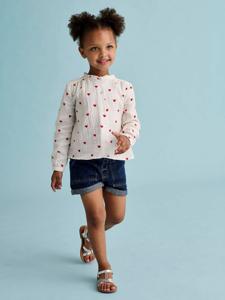 Meisjesshort van jeanstof Basics ongewassen denim