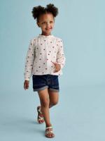 Meisjesshort van jeanstof Basics ongewassen denim