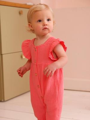 Babypakje voor meisjes van katoenen gaas rozen