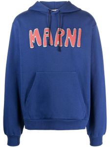 Marni hoodie en coton à logo imprimé - Bleu