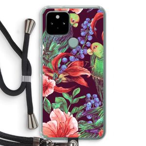 Papegaaien: Pixel 5 Transparant Hoesje met koord