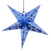 Decoratie kerstster - lampion - blauw - 60 cm - kerstversiering   - - thumbnail