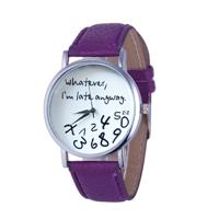 Alfabet nummer patroon lederen riem horloge (paars)