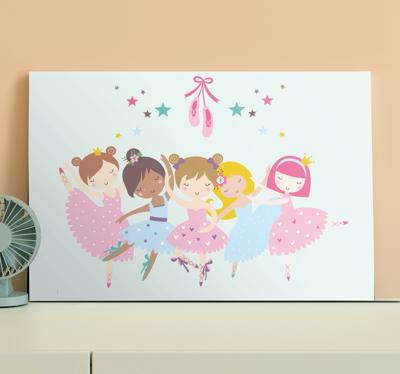Canvas schilderij kinderen Ballet sterren kleurrijke illustratie