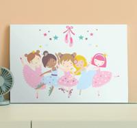 Canvas schilderij kinderen Ballet sterren kleurrijke illustratie Canvas schilderij kinderen Ballet sterren kleurrijke illustratie