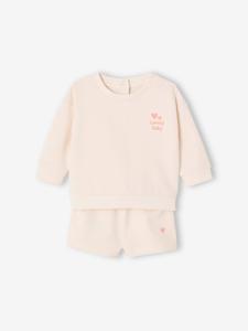 Sweat- en shortset voor baby's ecru
