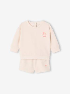 Sweat- en shortset voor baby's ecru
