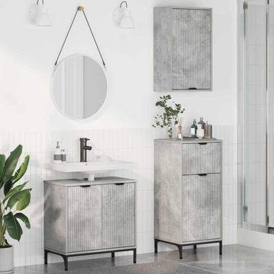 Badkamermeubelset met lade 3 pcs Betongrijs 39.5 x 36 x 88 cm