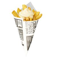 Frietzakjes - 5x st - zwart/wit - 17,5 x 24 cm - papier - puntzakken - patatzakjes