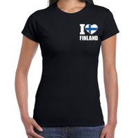 I love Finland t-shirt zwart op borst voor dames - thumbnail