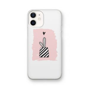 Zwart-wit cactus: iPhone 12 Transparant Hoesje