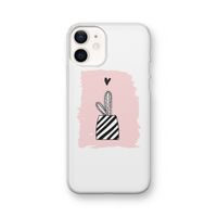 Zwart-wit cactus: iPhone 12 Transparant Hoesje