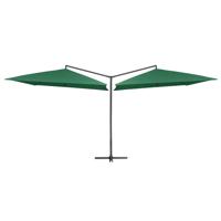 VidaXL Parasol dubbel met stalen paal 250x250 cm groen - thumbnail