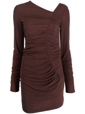Helmut Lang robe asymétrique à design drapé - Marron Helmut Lang robe asymétrique à design drapé - Marron