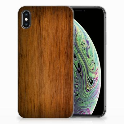 Apple iPhone Xs Max | Bumper Hoesje | Donker Hout