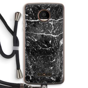 Zwart marmer: Motorola Moto Z Force Transparant Hoesje met koord
