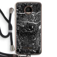 Zwart marmer: Motorola Moto Z Force Transparant Hoesje met koord
