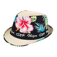 Boland Verkleed hoedje voor Tropical Hawaii party - bloemen print - volwassenen - Carnaval   -