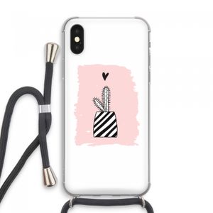 Zwart-wit cactus: iPhone XS Max Transparant Hoesje met koord