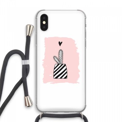 Zwart-wit cactus: iPhone XS Max Transparant Hoesje met koord