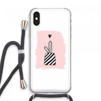 Zwart-wit cactus: iPhone XS Max Transparant Hoesje met koord