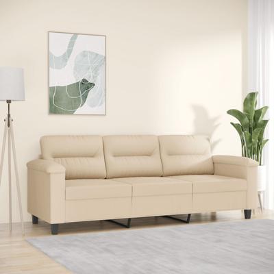 Driezitsbank 180 cm microvezelstof crmekleurig
