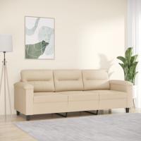 Driezitsbank 180 cm microvezelstof crmekleurig