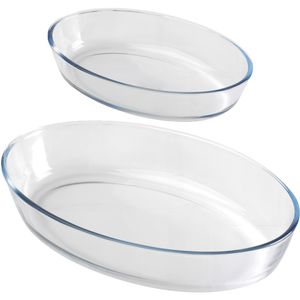 Ovenschaal set 2-delig - ovaal - glas - 0,7 en 3L