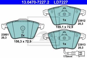 Remmenset, remschijf ATE, Remschijftype: Geventileerd: , Inbouwplaats: Vooras, u.a. für Seat, VW, Audi