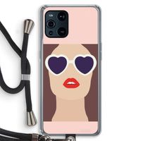 Red lips: Oppo Find X3 Transparant Hoesje met koord
