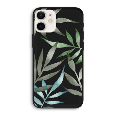 Tropical watercolor leaves: iPhone 12 Biologisch afbreekbaar hoesje