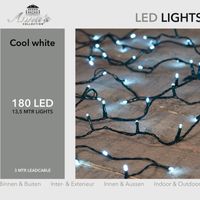 1x LED kerstverlichting 180 lampjes helder wit buiten/binnen   - - thumbnail