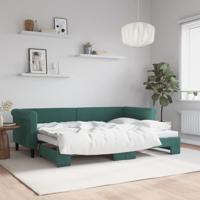 Slaapbank met onderschuifbed 80x200 cm fluweel donkergroen