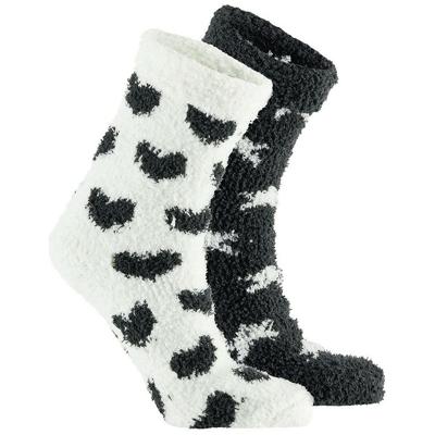 Apollo bedsokken / huissokken - kinderen - 2-pack - zwart/wit - one size - Slaapsokken - Slofsokken