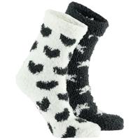 Apollo bedsokken / huissokken - kinderen - 2-pack - zwart/wit - one size - Slaapsokken - Slofsokken