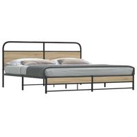 Bedframe zonder matras metaal gerookt eikenkleurig 200x200 cm