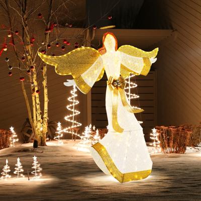 160 cm grote verlichte kerstengel Verlichte engelfiguur met halo Warmwit