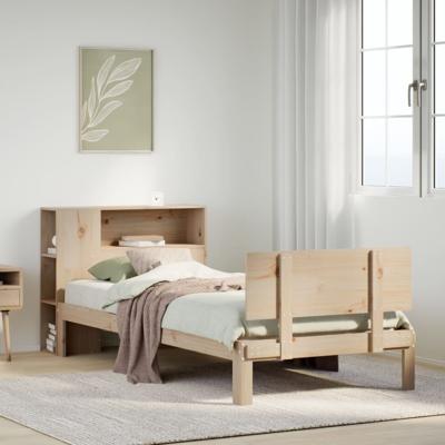 Bed met boekenkast zonder matras massief grenenhout 90x190 cm