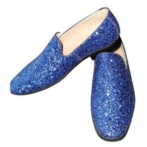 Blauwe glitter disco instap schoenen voor heren 47  -