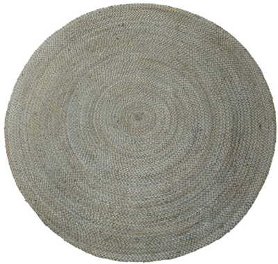 Rond vloerkleed gevlochten jute Pale Aqua in 2 maten