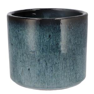 DK Design Bloempot Blue Glaze - rond - blauw - D15xH17cm - ombre