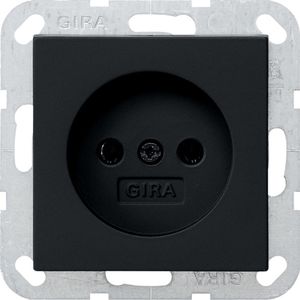 Gira enkele wandcontactdoos zonder randaarde zwart mat 0480005