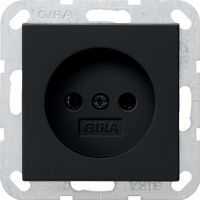 Gira enkele wandcontactdoos zonder randaarde zwart mat 0480005