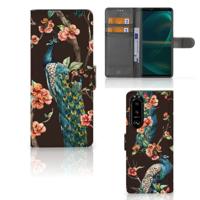 Sony Xperia 5III | Telefoonhoesje | Met pasjeshouder | Pauw met Bloemen