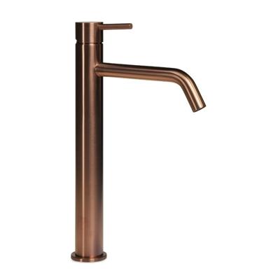 Wastafelkraan Blue Label Brondby | Opbouw | Mengkraan | Hoog model | 1-hendel | Rond | Geborsteld brons PVD